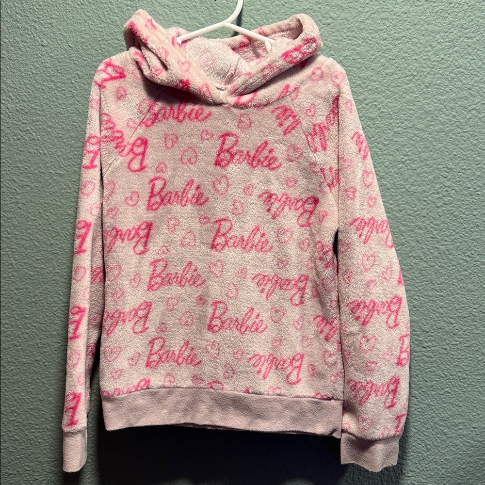 Barbie Pink Patterned Hoodie Girls 6x